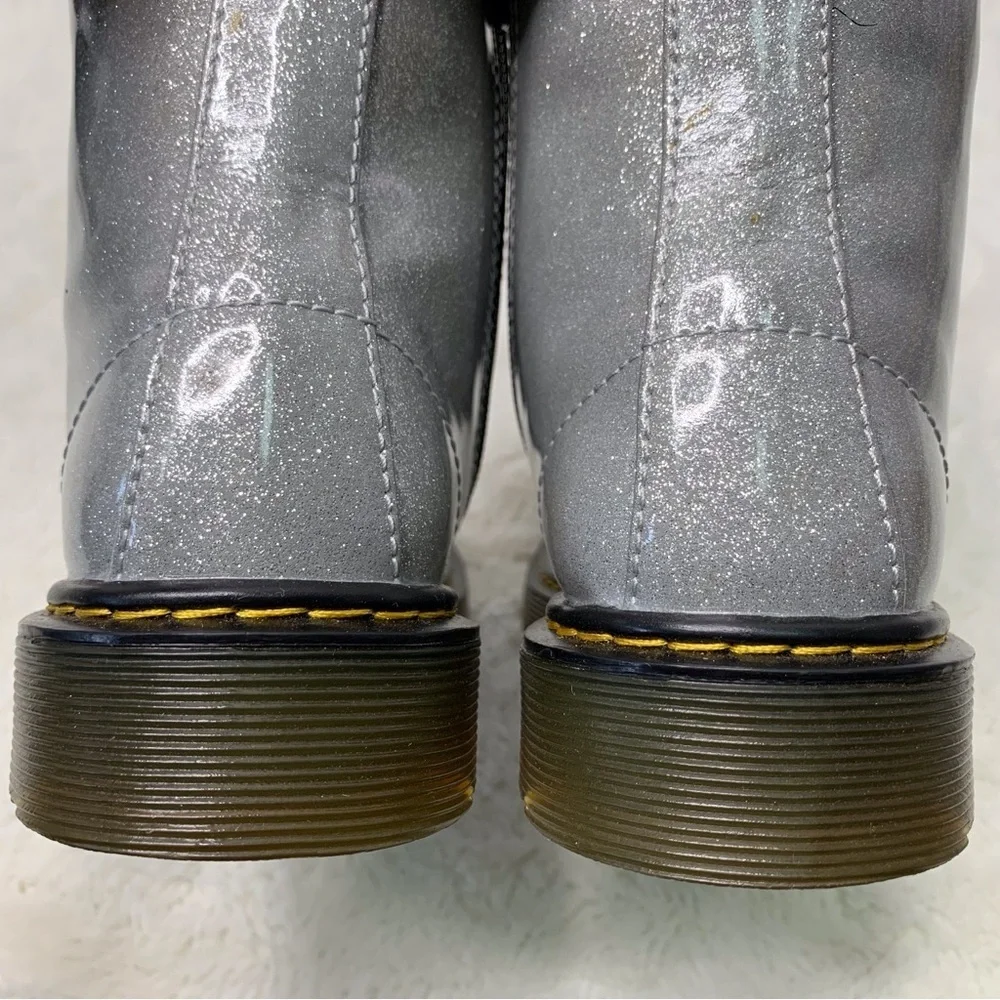 Dr Martens 1460 Kid's Silver Glitter Boots Size 3